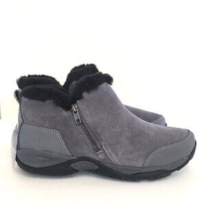 New Easy Spirit Womens Esexcellite Ankle Booties Cold Weather Faux Fur Gray Sz 8